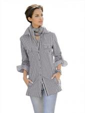 Женская длинная блузка в клетку, Alba Moda
