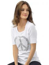 Женская футболка с блестящим принтом Peace, Alba Moda