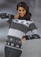 Пуловер женский с красивым повторяющимся рисунком и воротником