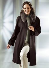 Полупальто женское с воротником из натурального меха, BADER со склада в Москве