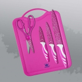 Набор ножей с антибактериальным покрытием и разделочной доской, Berry Dots 