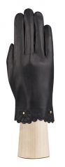 Перчатки женские кожаные с отделкой на манжетах, Eleganzza